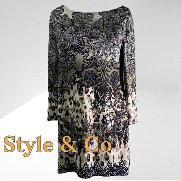 Style & Co long sleeve rhinestone dress M - Picture 9 of 9